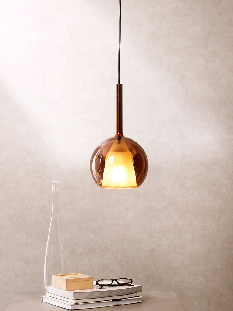 Fire Small Copper Glass Pendant Lamp | Buy Luxury Hanging Lights Online India
