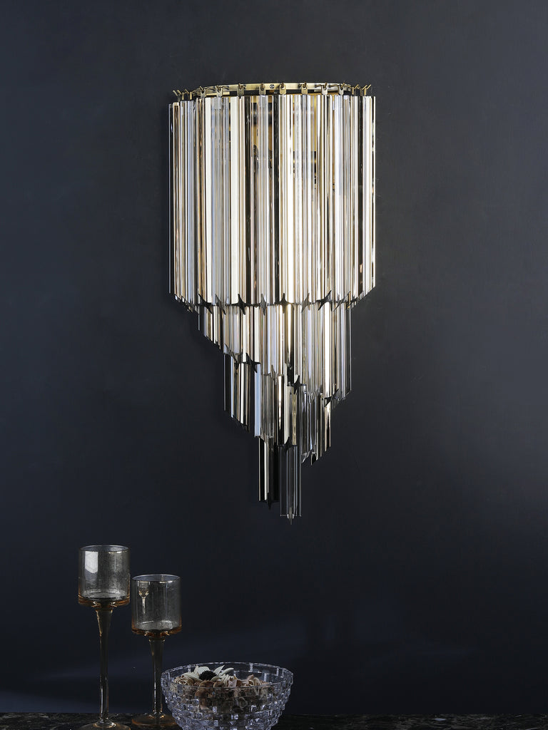 Bryson Crystal Tube Wall Light | Buy Gold Luxury Wall Lights Online India