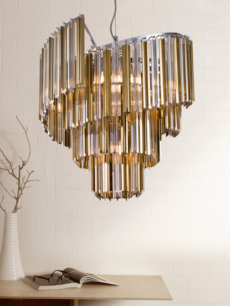 Chimes Gold Crystal Designer Chandelier | Buy Luxury Chandeliers Online India
