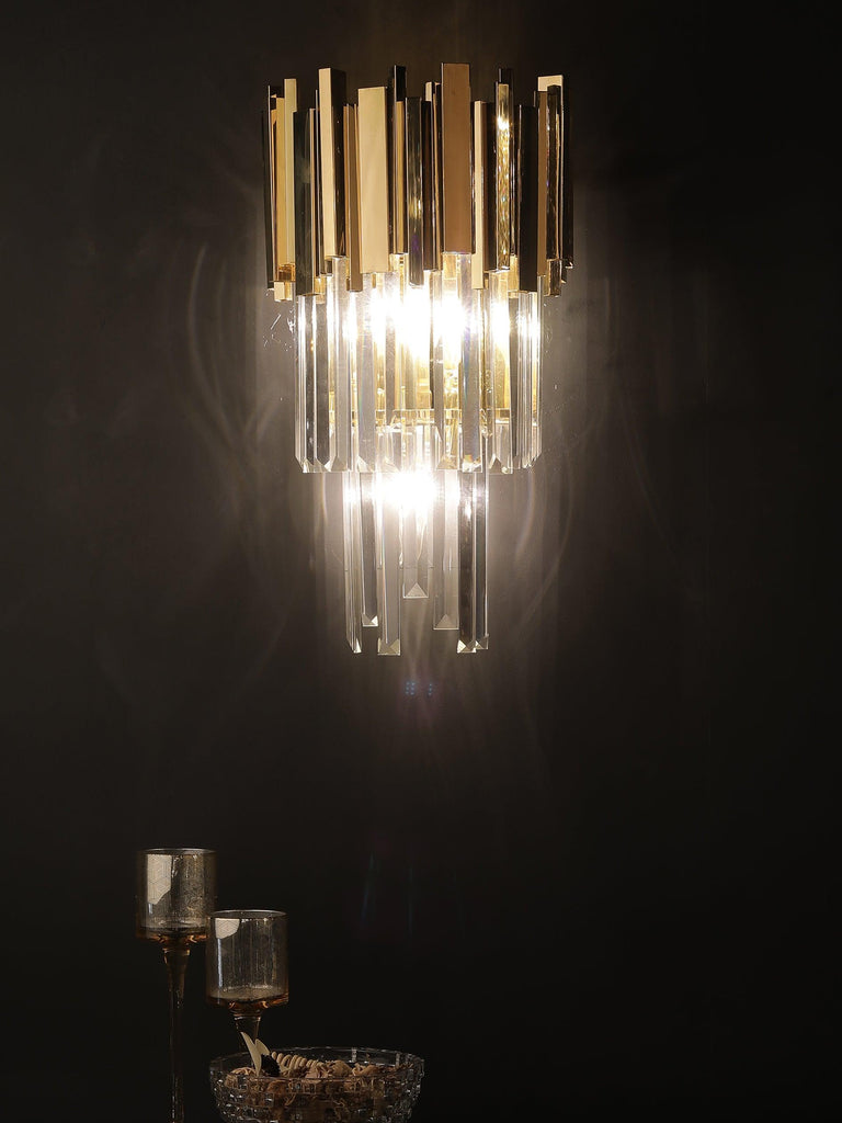 Eron Crystal Tube Wall Light | Buy Gold Luxury Wall Lights Online India