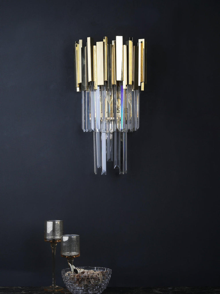 Eron Crystal Tube Wall Light | Buy Gold Luxury Wall Lights Online India