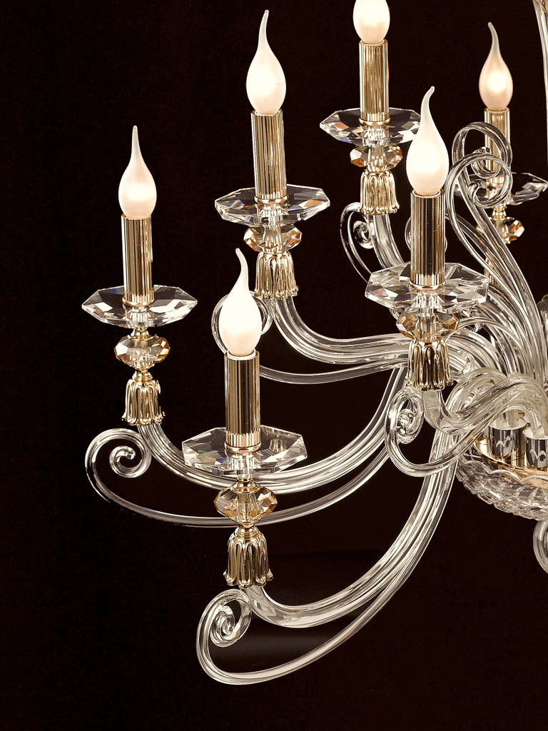 Arista 6+6-Lamp | Buy Crystal Chandelier Online in India | Jainsons Emporio Lights