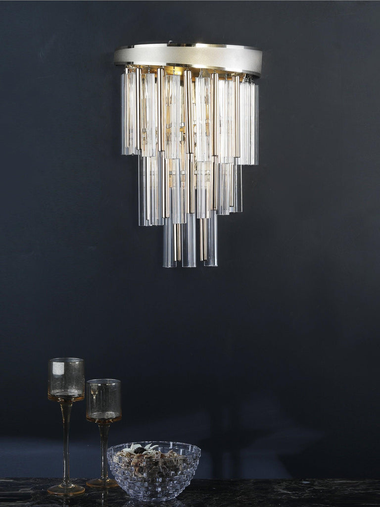 Wilson Crystal Tube Wall Light | Buy Gold Luxury Wall Lights Online India