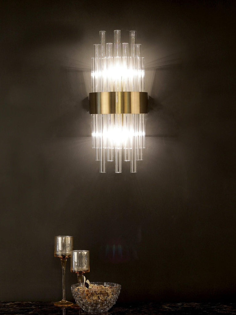 Benson Crystal Tube Wall Light | Buy Gold Luxury Wall Lights Online India