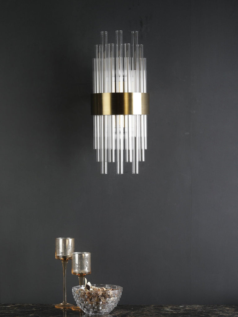 Benson Crystal Tube Wall Light | Buy Gold Luxury Wall Lights Online India
