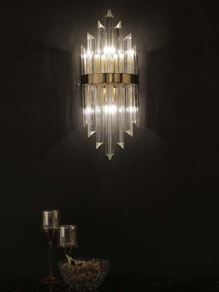 Carson Crystal Tube Wall Light | Buy Gold Luxury Wall Lights Online India