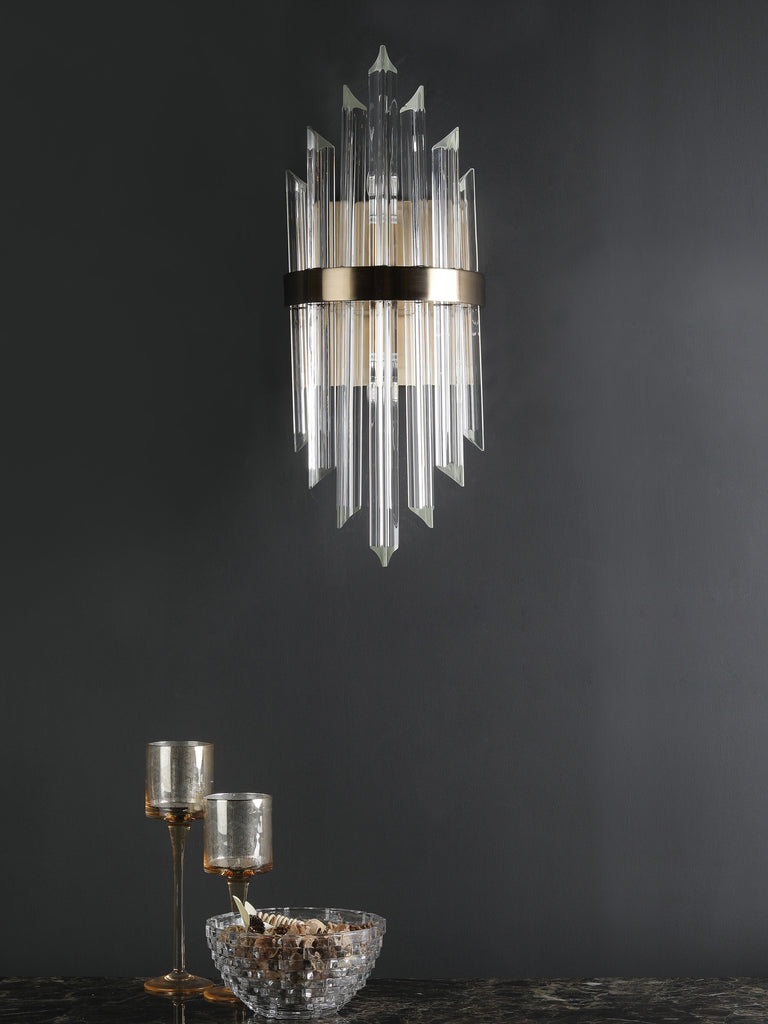 Carson Crystal Tube Wall Light | Buy Gold Luxury Wall Lights Online India