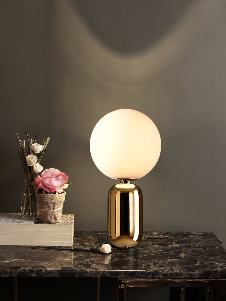 Aballs White Gold Table Lamp | Buy Modern Table Lamps Online India