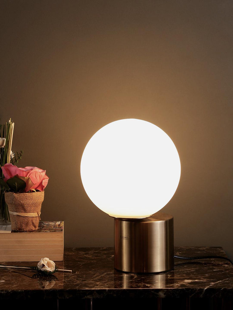 Hoden Globe White Gold Table Lamp | Buy Modern Table Lamps Online India