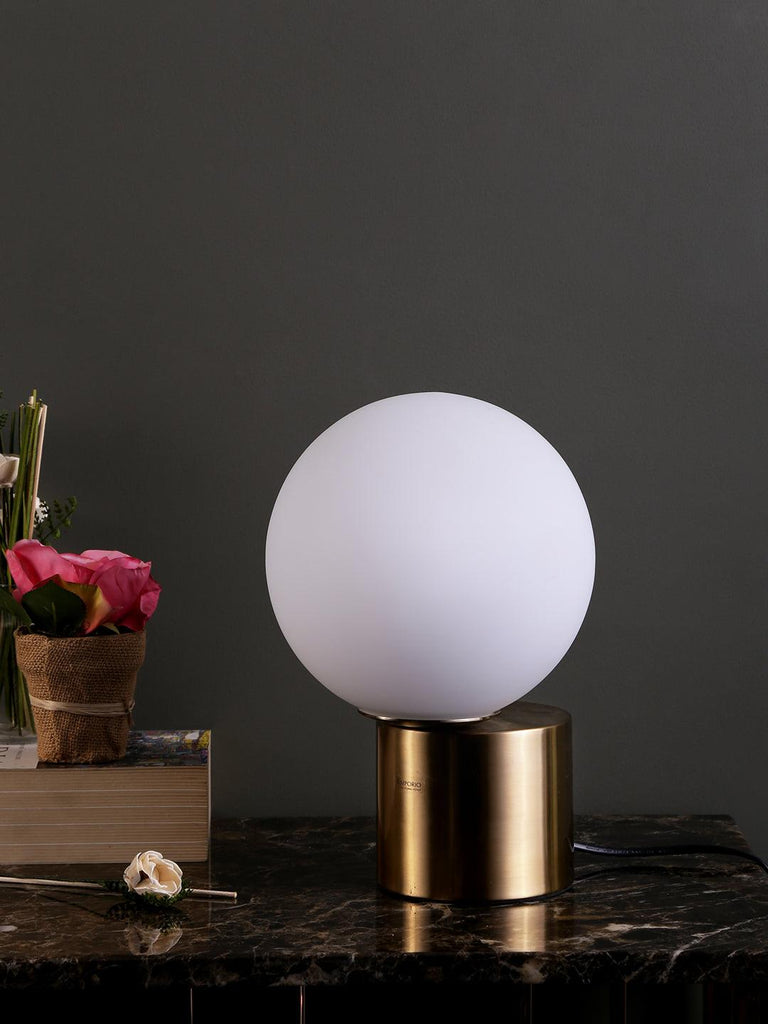Hoden Globe White Gold Table Lamp | Buy Modern Table Lamps Online India
