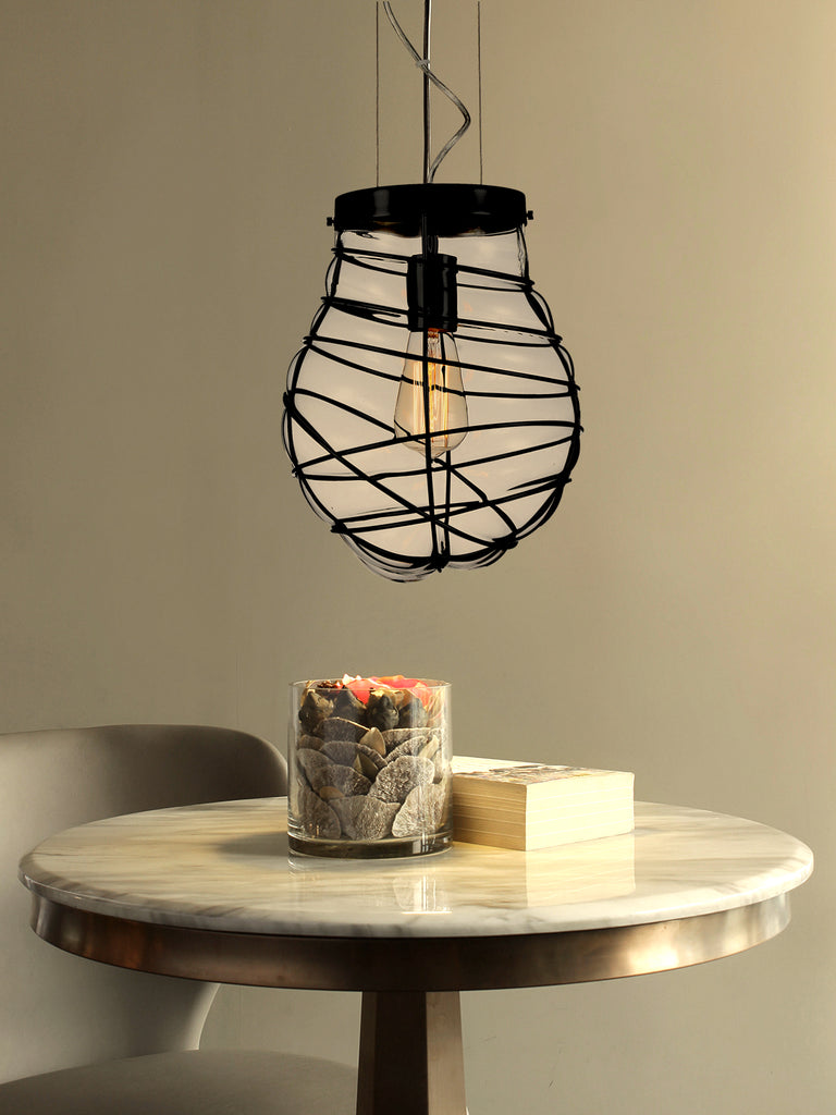 Cage Blown Glass Pendant Lamp | Buy Luxury Hanging Lights Online India