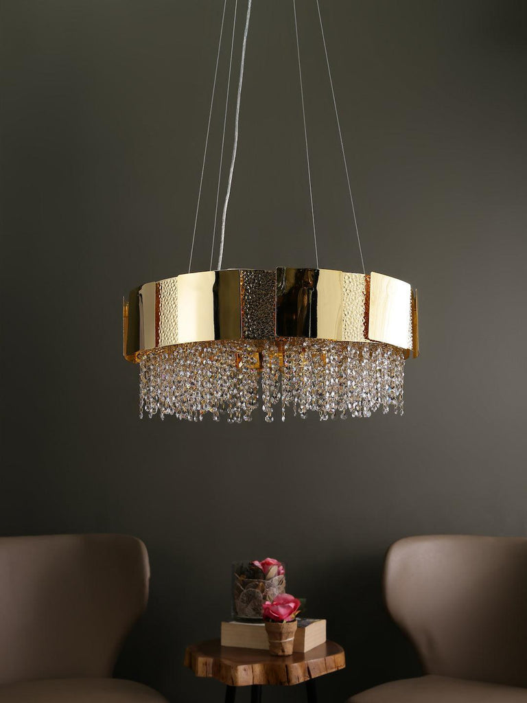 Ellie Gold Crystal Drum Hanging Light | Buy Drum Crystal Chandeliers Online India