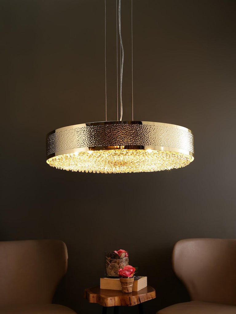 Ellie Gold Crystal Drum Hanging Light | Buy Drum Crystal Chandeliers Online India