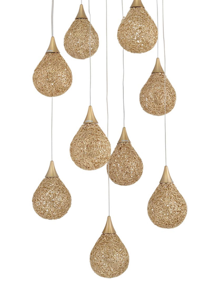 Golden Drop LED Cluster Chandelier | Buy LED Ceiling Lights Online India