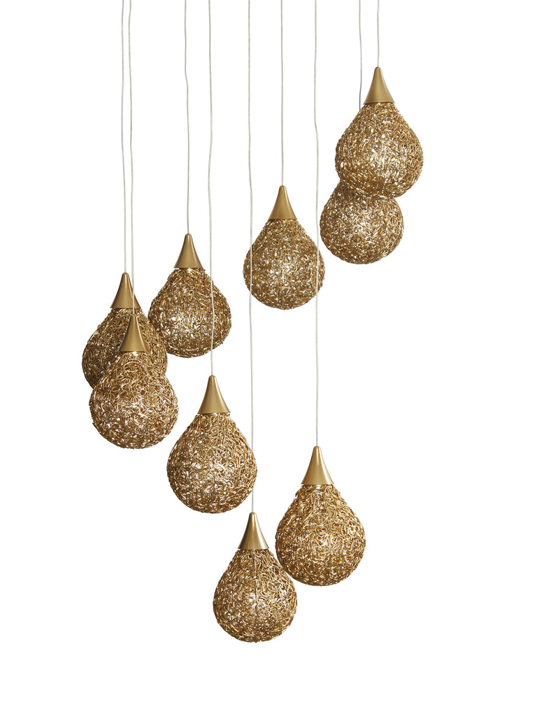 Golden Drop LED Cluster Chandelier | Buy LED Ceiling Lights Online India