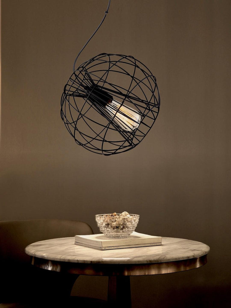 Skora Black Industrial Cage Pendant Lamp | Buy Luxury Hanging Lights Online India