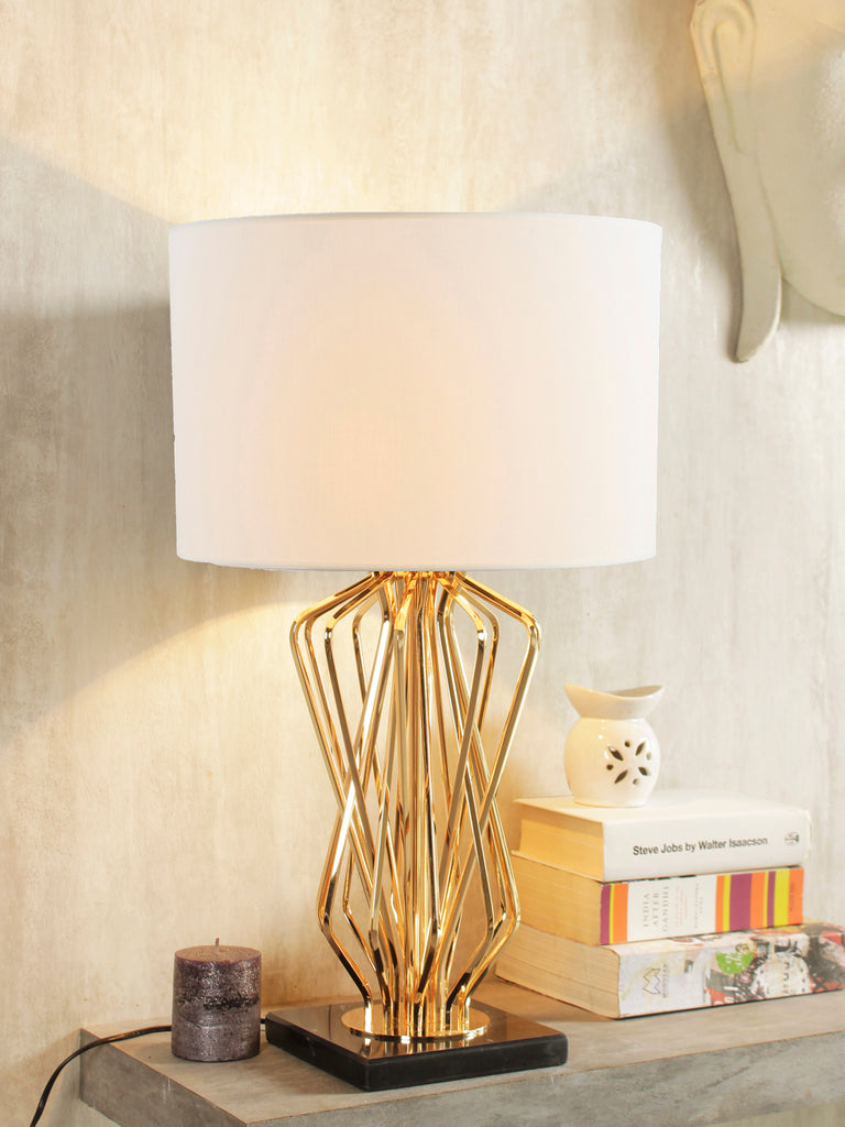 Teresa White Gold Table Lamp | Buy Luxury Table Lamps Online India