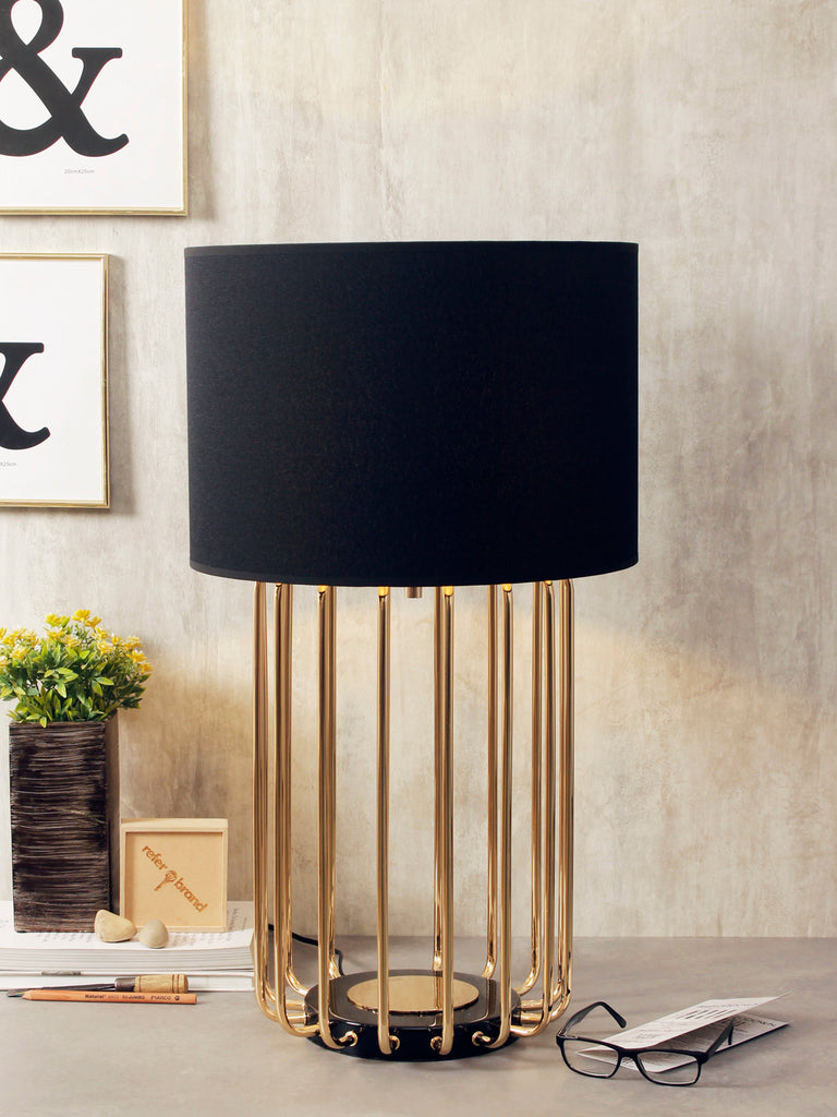 Spencer Black Gold Modern Table Lamp | Buy Luxury Table Lamps Online India