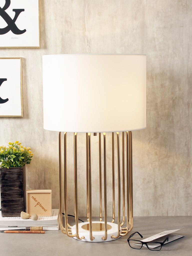 Spencer White Gold Modern Table Lamp | Buy Luxury Table Lamps Online India