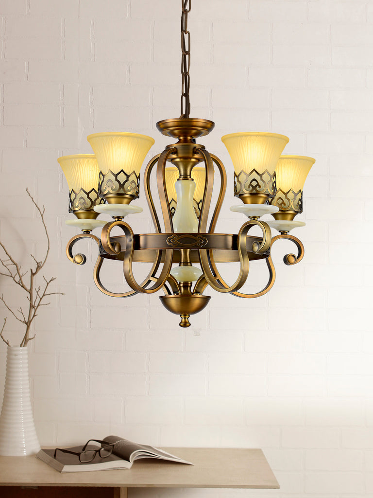 Chenille Traditional Gold Chandelier | Buy Decorative Chandeliers Online India