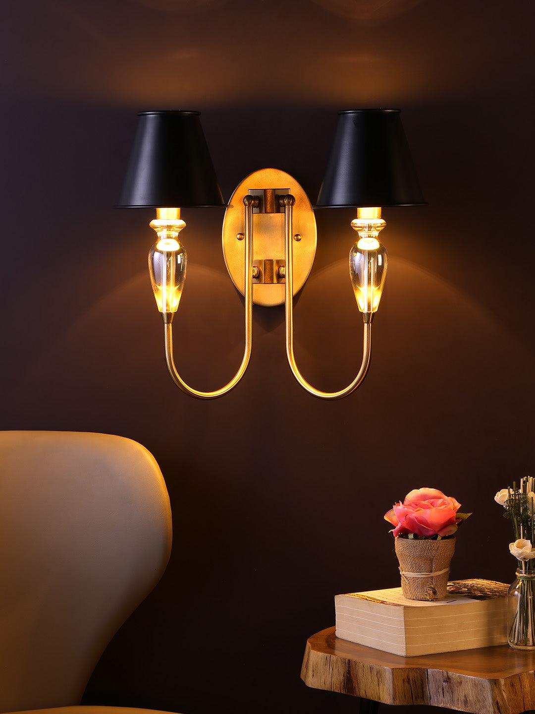 Marcelle Black Gold Wall Lamp Buy Best Wall Light Online India Jainsons Emporio
