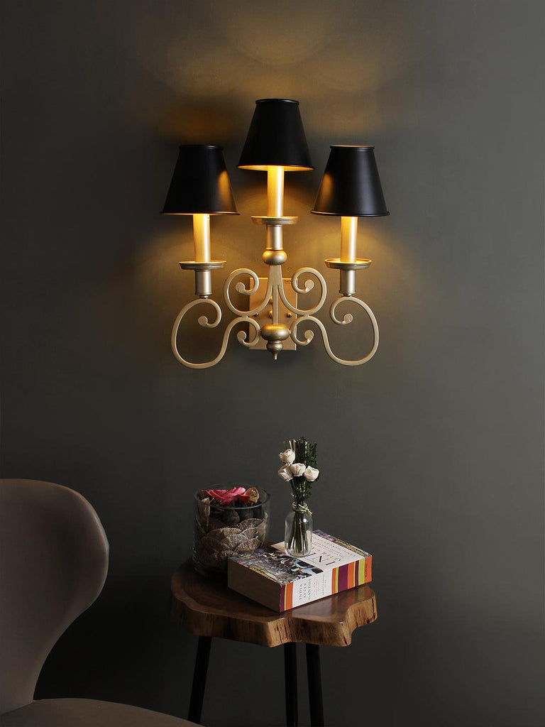 Cecille Black Gold Wall Light | Buy Traditional Wall Lights Online India