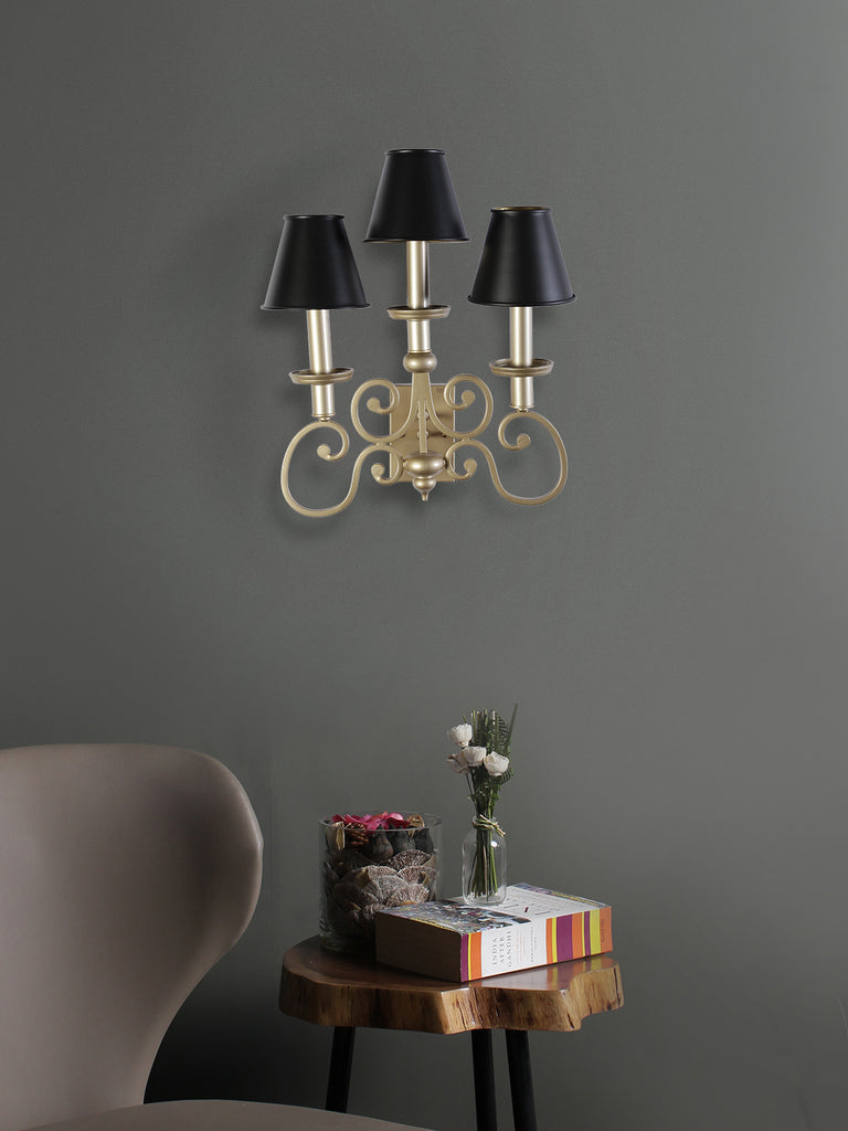 Cecille Black Gold Wall Light | Buy Traditional Wall Lights Online India