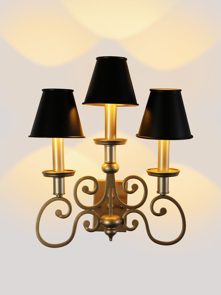 Cecille Black Gold Wall Light | Buy Traditional Wall Lights Online India