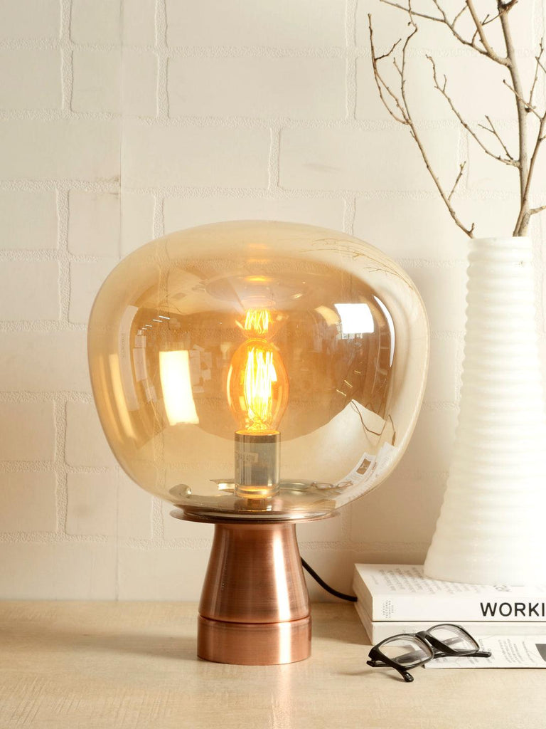Jones Amber Glass Table Lamp | Buy Modern Table Lamps Online India