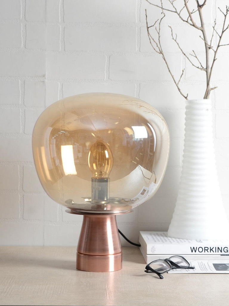 Jones Amber Glass Table Lamp | Buy Modern Table Lamps Online India
