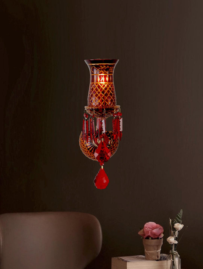 Elizabeth Red Crystal Wall Light| Buy Crystal Wall Lights Online India