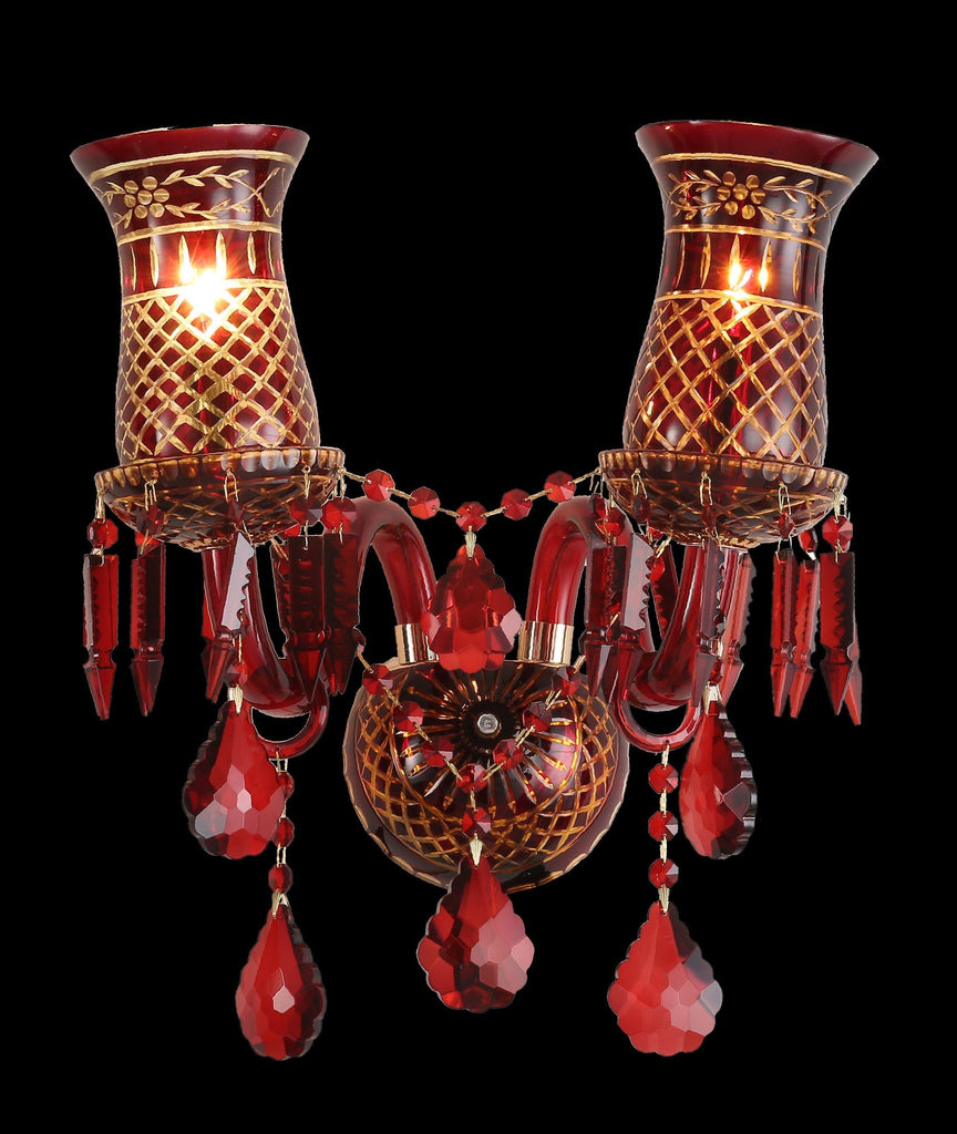 Elizabeth Red Crystal Wall Light| Buy Crystal Wall Lights Online India