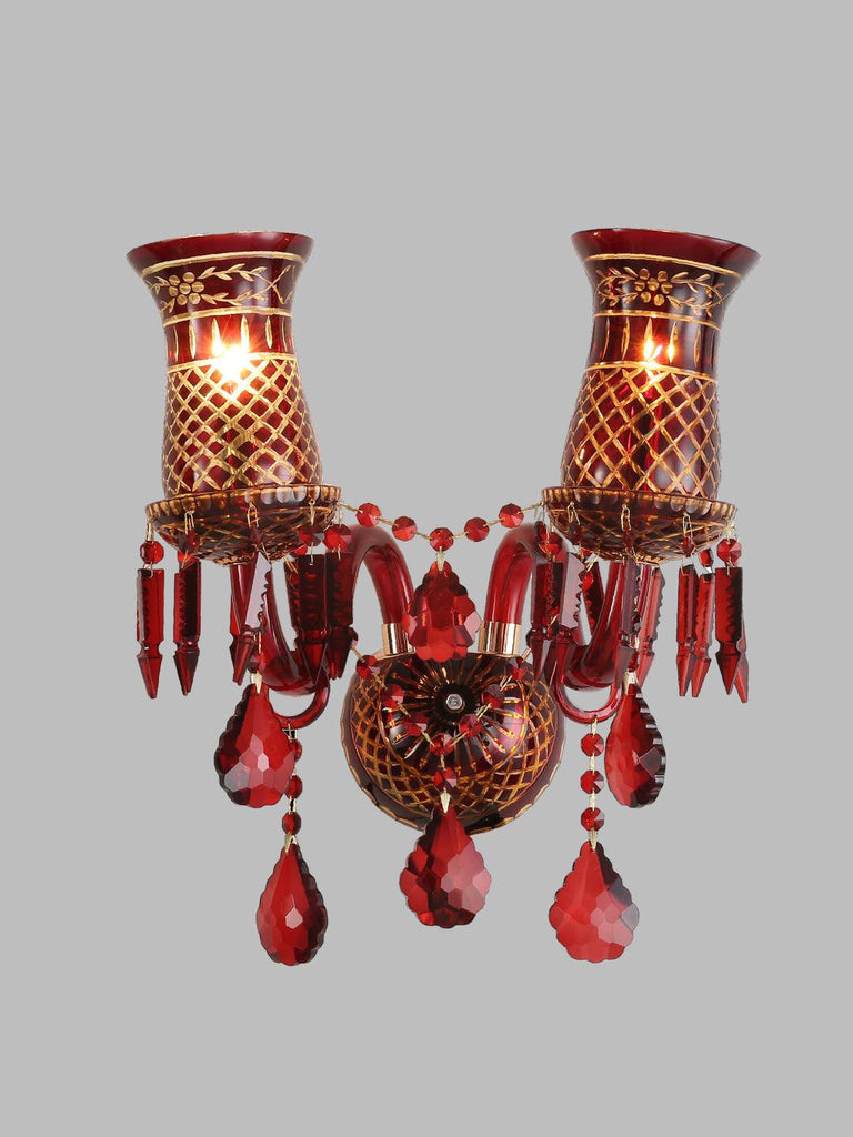 Elizabeth Red Crystal Wall Light| Buy Crystal Wall Lights Online India