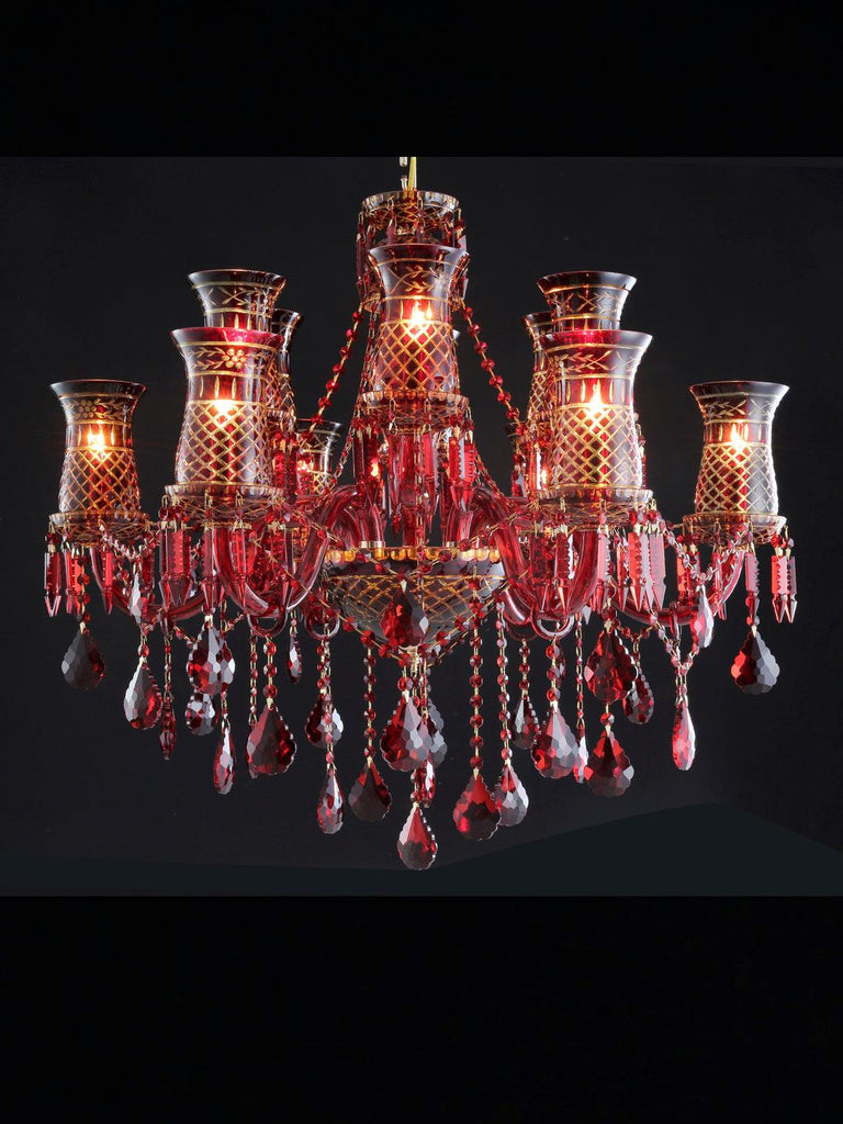 Elizabeth Red Crystal Chandelier| Buy Crystal Chandeliers Online India