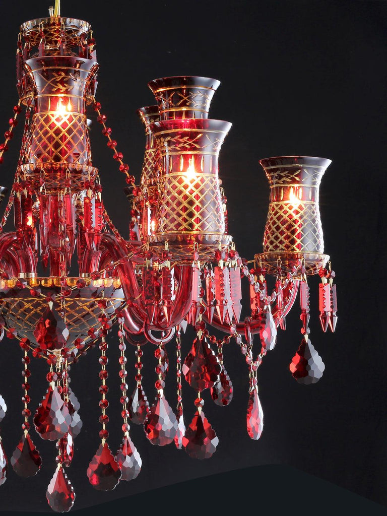 Elizabeth Red Crystal Chandelier| Buy Crystal Chandeliers Online India