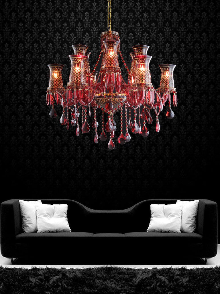Elizabeth Red Crystal Chandelier| Buy Crystal Chandeliers Online India