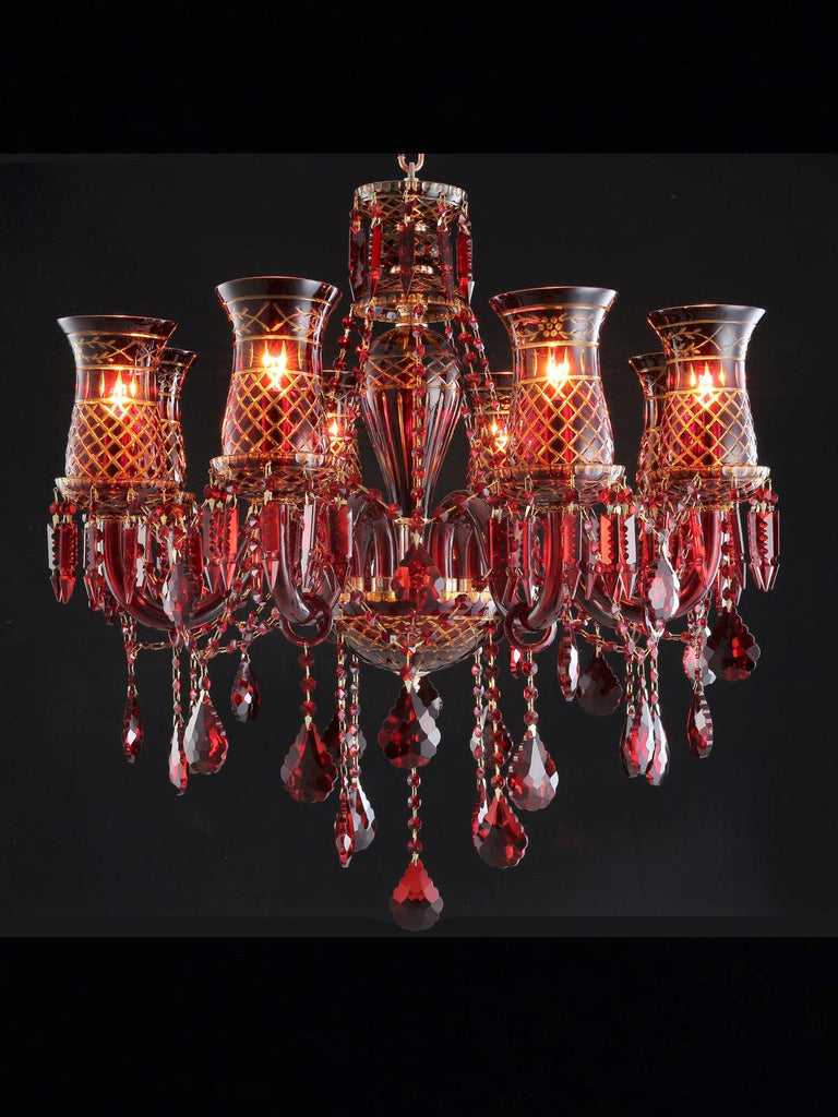 Elizabeth Red Crystal Chandelier| Buy Crystal Chandeliers Online India