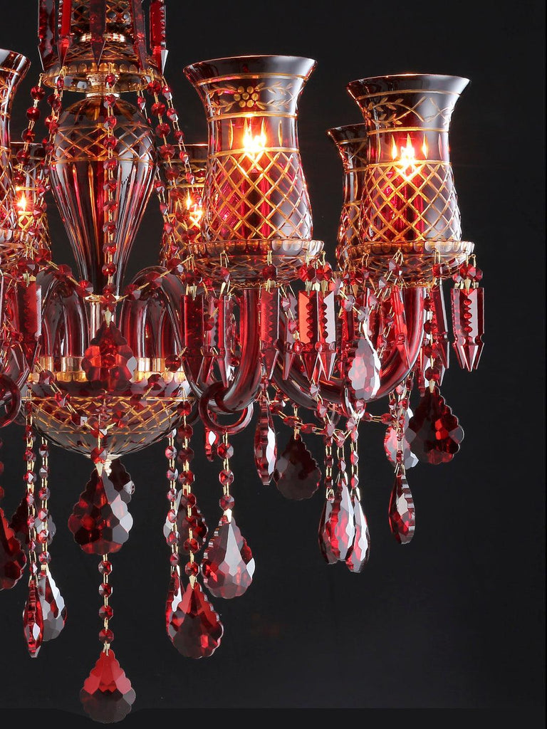 Elizabeth Red Crystal Chandelier| Buy Crystal Chandeliers Online India