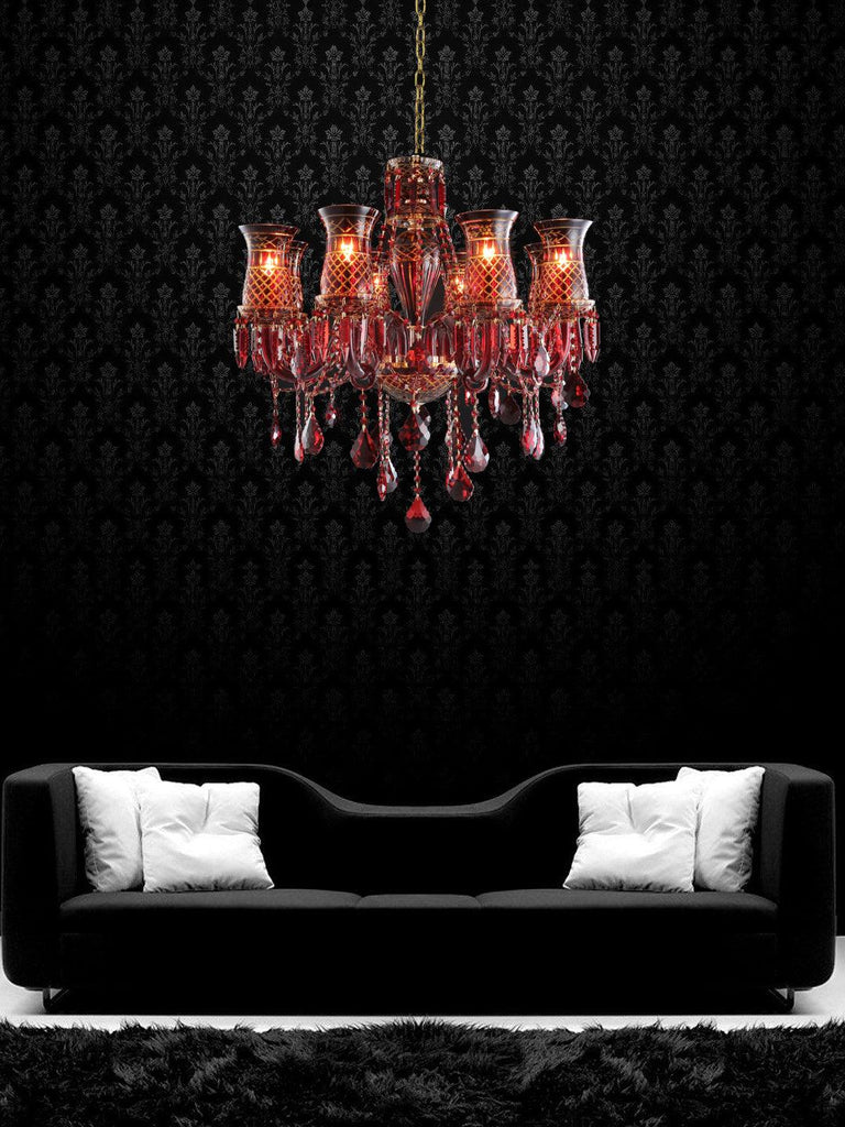 Elizabeth Red Crystal Chandelier| Buy Crystal Chandeliers Online India