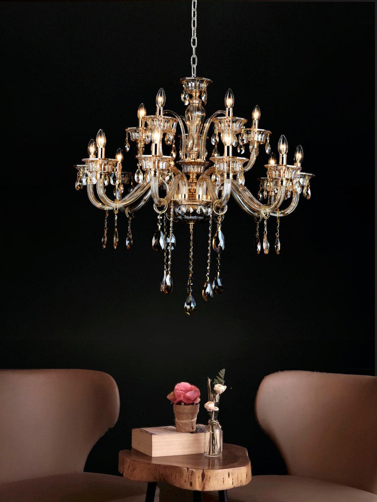 Hilary 10+5-Lamp | Buy Crystal Chandelier Online in India | Jainsons Emporio Lights